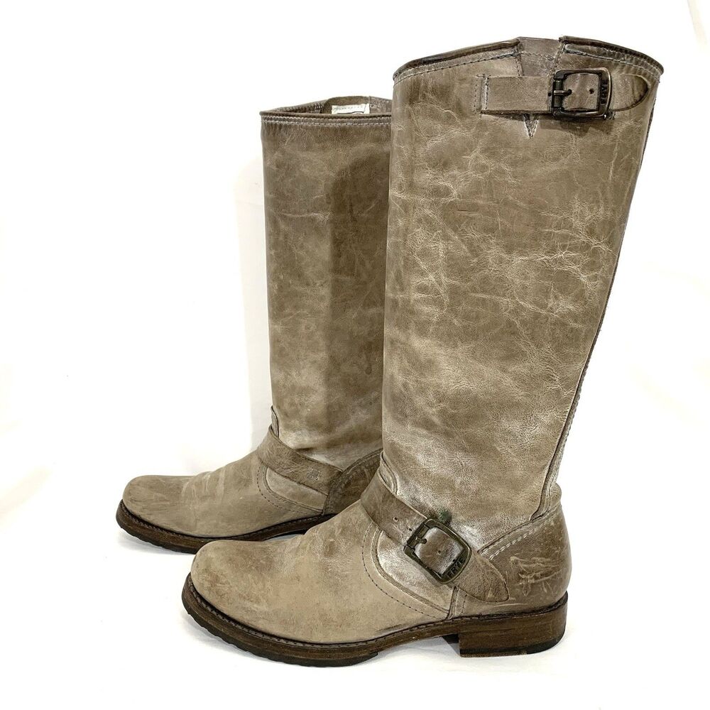 Frye Women's Veronica Slouch Tall Boots Brown/Gray Distressed Leather Size 7.5